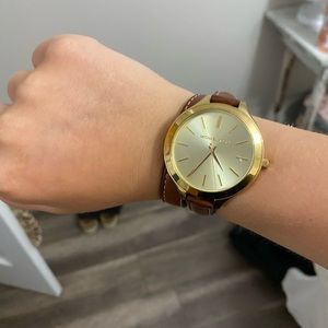 Michael Kors Brown Leather Wrap Watch